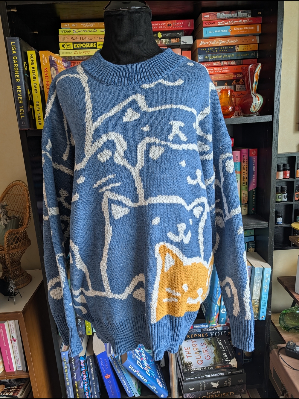 Cat Cartoon Sweater Men 2023 Winter Loose Knitted Sweater Japanese Haraj Size Lg